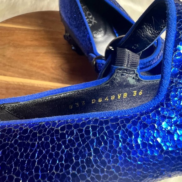 Geox Royal Blue Metallic Seyla Leather Pump Size 36 NWOB - Picture 9 of 13
